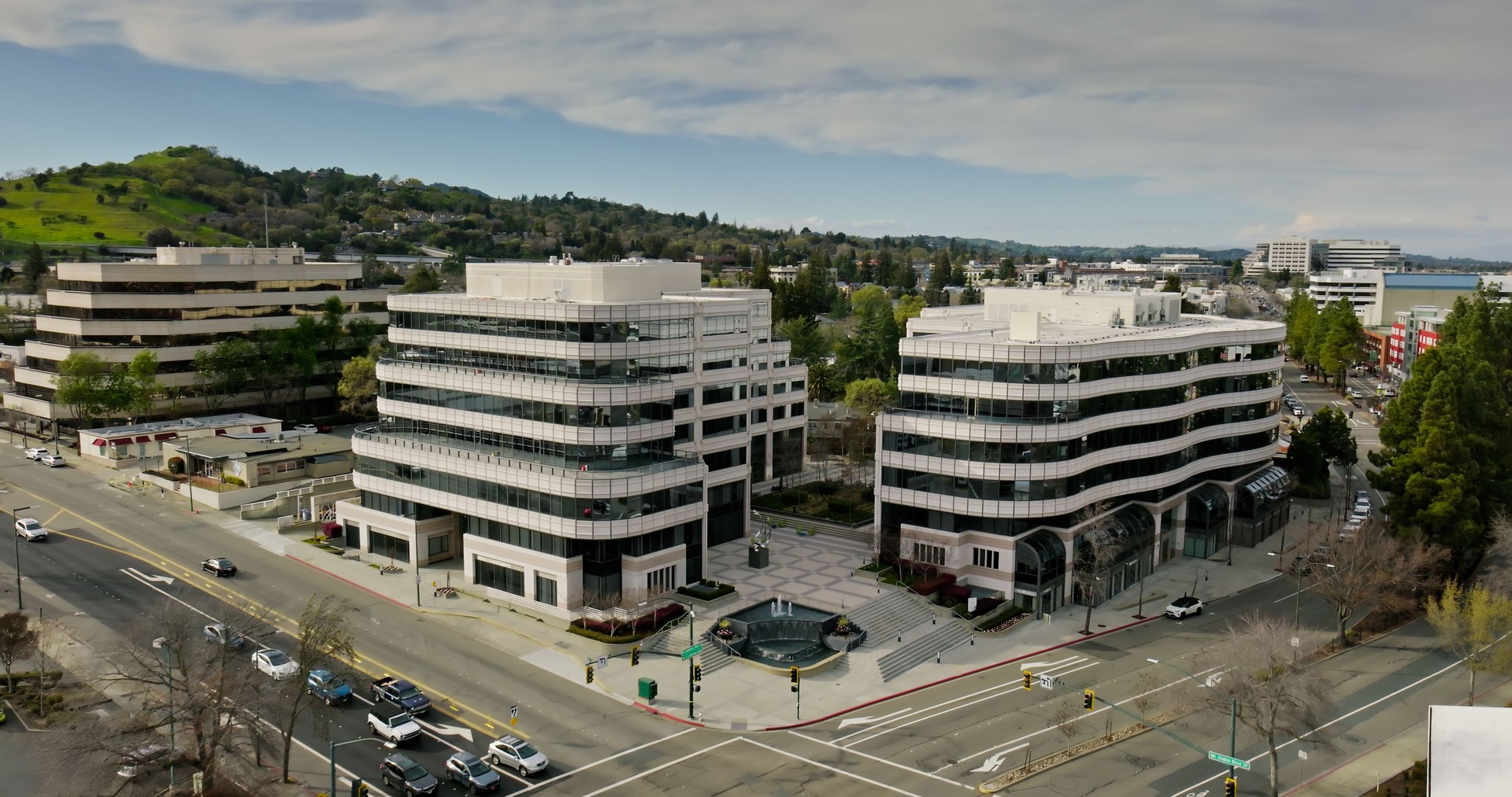 Drone Shot of Office Plaza in Walnut Creek, CA